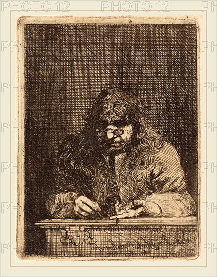 Michael Lukas Leopold Willmann (German, 1630-1706), Self-Portrait Drawing, 1675, etching on laid paper