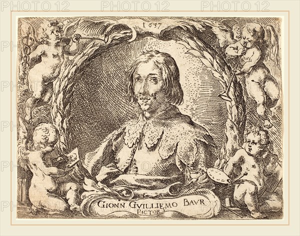 Johann Wilhelm Baur (German, 1607-1641), Capricci di varie battaglie (Frontispiece), 1635, etching on laid paper