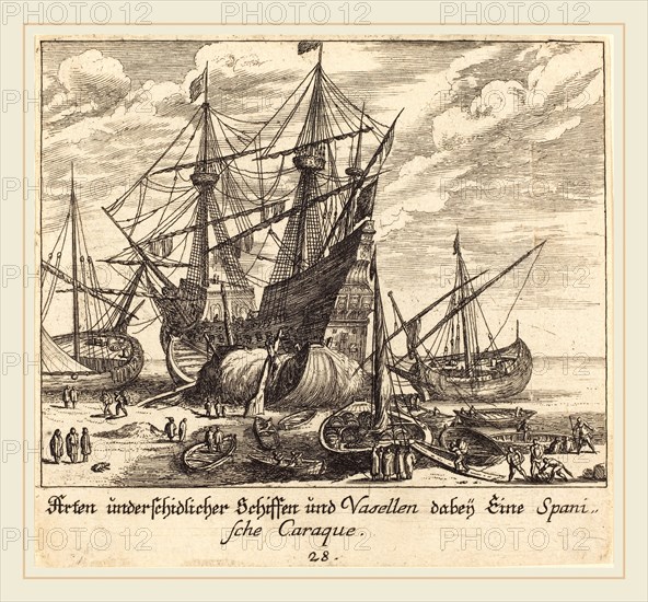 Melchior KÃ¼sel after Johann Wilhelm Baur (German, 1626-1683), Ships, 1681, etching