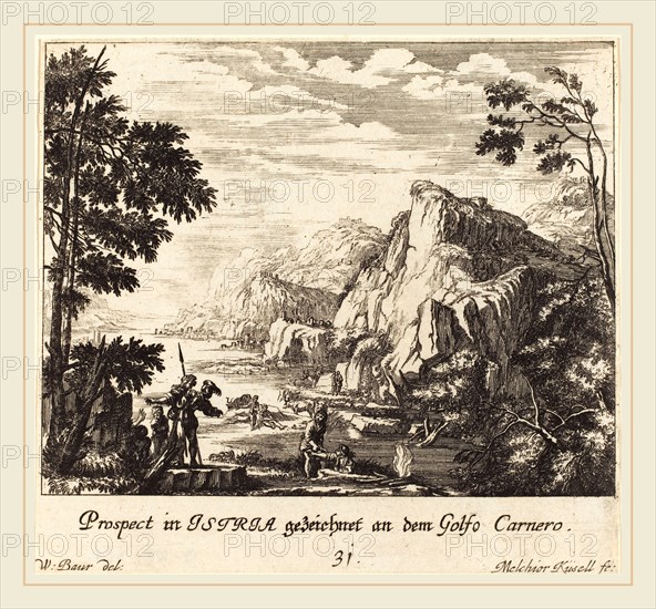 Melchior KÃ¼sel after Johann Wilhelm Baur (German, 1626-1683), Istria, Carnero Gulf, 1681, etching