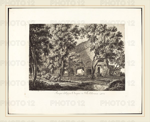 Albert Christoph Dies (Austrian, 1755-1822), Tempio di Giove Olimpico in Villa Adriana, 1795, etching on laid paper