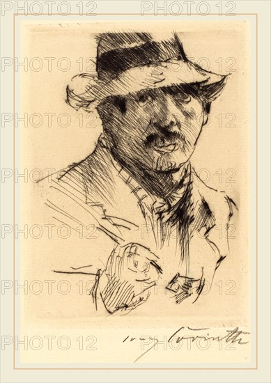 Lovis Corinth, Self-Portrait (Selbstbildnis), German, 1858-1925, 1920, drypoint in black on laid paper