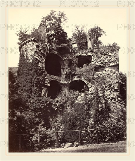 Adolphe Braun (French, 1812-1877), The Exploded Tower, Heidelberg Castle, c. 1865, albumen print from collodion negative mounted on paperboard