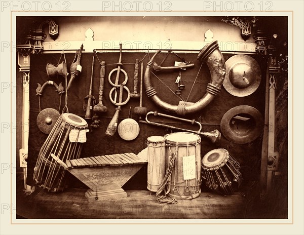 Edmond Lebel (French, 1834-1908), Still Life of Musical Instruments, c. 1863, albumen print