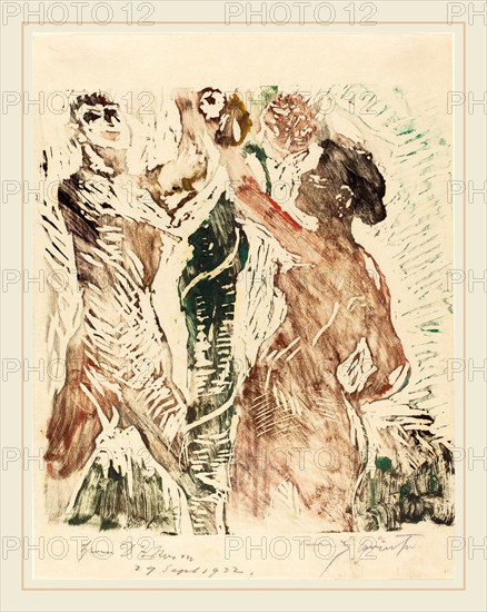 Lovis Corinth, The Fall of Man, German, 1858-1925, 1919, color woodcut [unique artist's proof in monotype wiped colors]