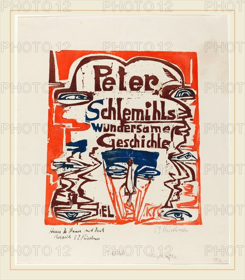 Ernst Ludwig Kirchner, Peter Schlemihls wundersame Geschichte (Title Page), German, 1880-1938, 1915, color woodcut printed from one block on medium thick wove paper