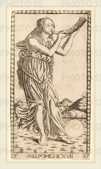 Master of the S-Series Tarocchi (Italian, active c. 1470), Melpomene, probably c. 1470, engraving