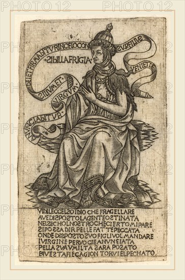after Baccio Baldini, Phrygian Sibyl, early 15th century, engraving