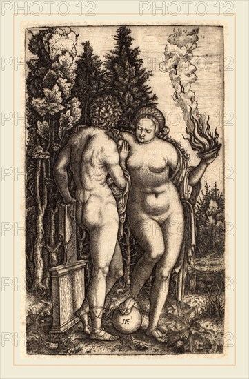 Marcantonio Raimondi possibly after Francesco Francia (Italian, c. 1480-c. 1534), Man and Woman with a Ball, engraving
