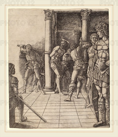 Workshop of Andrea Mantegna or Attributed to Zoan Andrea (Italian, active c. 1475-1519), Flagellation of Christ, with the Pavement, c. 1475-1480, engraving