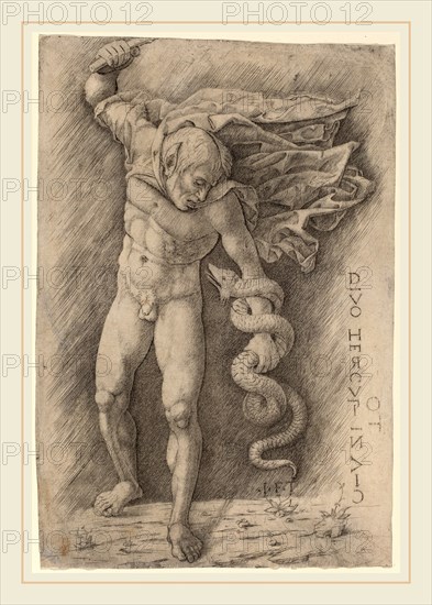 Workshop of Andrea Mantegna, Faun Battling a Snake, c. 1500, engraving