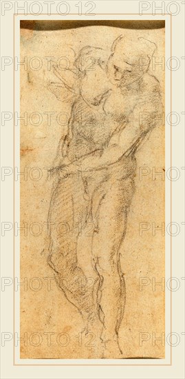 Michelangelo (Italian, 1475-1564), Male Nude [verso], c. 1560, black chalk on laid paper