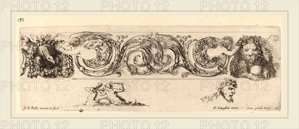 Stefano Della Bella (Italian, 1610-1664), Ornamental Frieze with Eagle and Lion Engarlanded by Children, probably 1648, etching