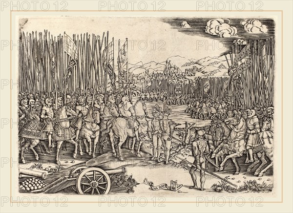 Master NA.DAT with the Mousetrap (Italian, active c. 1512), The Two Armies at the Battle of Ravenna, probably c. 1512-1513, engraving