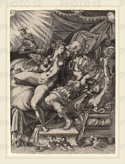 Enea Vico (Italian, 1523-1567), The Loves of Mars and Venus, engraving