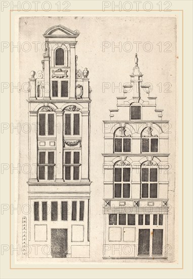 Vignola (author) and anonymous engraver after Philips Vingboons (Italian, 1507-1573), Dutch Facade Elevation: pl. 5, c. 1642, engraving on laid paper
