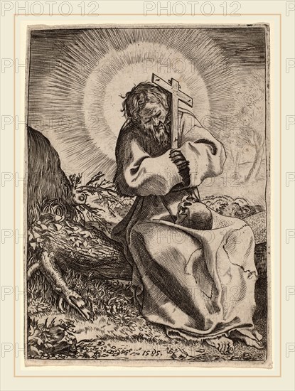 Annibale Carracci (Italian, 1560-1609), Saint Francis of Assisi, 1585, engraving