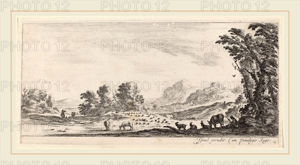Stefano Della Bella (Italian, 1610-1664), Landscape with Shepherd Guarding his Flock, in or before 1647, etching