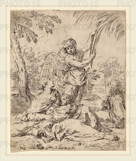 Simone Cantarini (Italian, 1612-1648), The Rest on the Flight into Egypt, etching