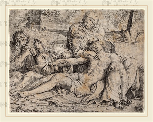 Annibale Carracci (Italian, 1560-1609), Pieta (the "Christ of Caprarola"), 1597, etching, engraving, and drypoint on laid paper