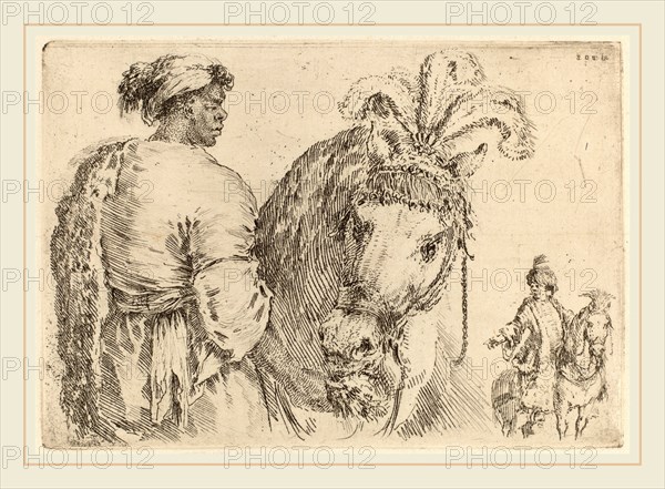 Stefano Della Bella (Italian, 1610-1664), Negro Feeding a Horse, probably 1662, etching on laid paper [restrike]