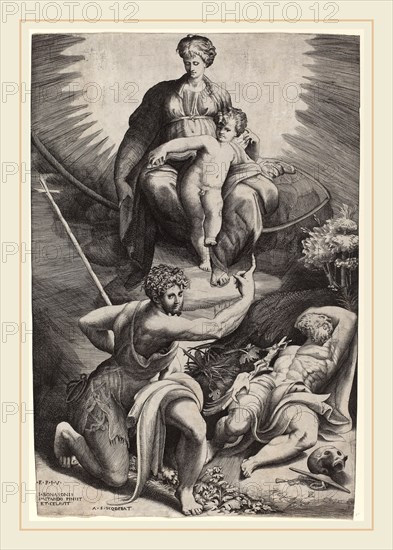 Giulio Bonasone (Italian, c. 1498-c. 1580), The Vision of St. Jerome, engraving
