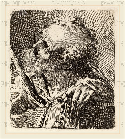 Gaetano Gandolfi (Italian, 1734-1802), Bust of a Saint, etching