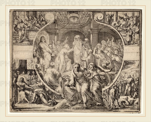 Romeyn de Hooghe, Raising of Lazarus with Scenes from the Life of Christ, Dutch, 1645-1708, etching on laid paper