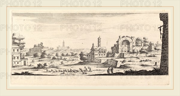 FranÃ§ois Collignon after IsraÃ«l Silvestre, Veue de temple de Soleil Ã  Rome, French, c. 1609-1657, etching