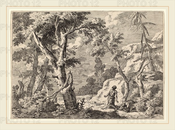 Marco Ricci (Italian, 1676-1729), Wilderness Landscape with Two Hermits, 1730, etching on laid paper