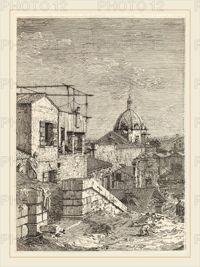 Canaletto (Italian, 1697-1768), The House with the Inscription [left], 1741, etching