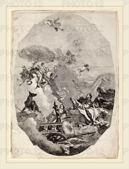 Lorenzo Baldissera Tiepolo after Giovanni Battista Tiepolo (Italian, 1736-1776), The Triumph of Mars, c. 1765-1770, etching