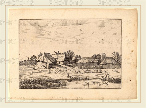 Johannes van Doetechum, the Elder and Lucas van Doetechum after Master of the Small Landscapes (Dutch, active 1554-1572; died before 1589), Farms, published in or before 1676, etching retouched with engraving