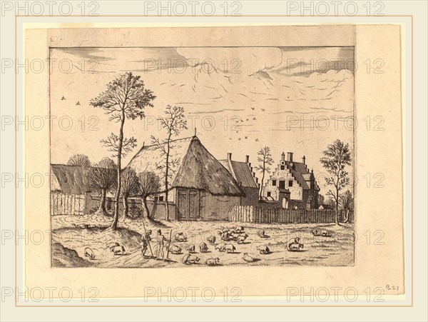 Johannes van Doetechum, the Elder and Lucas van Doetechum after Master of the Small Landscapes (Dutch, died 1605), Shed with Cottage, published 1559-1561, etching retouched with engraving
