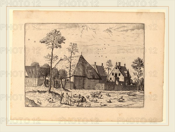 Johannes and Lucas van Doetechum after Master of the Small Landscapes (Dutch, died 1605), Shed with Cottage, published in or before 1676, etching retouched with engraving