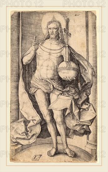 Lucas van Leyden (Netherlandish, 1489-1494-1533), The Savior Standing with the Globe and Cross in His Left Hand, c. 1510, engraving