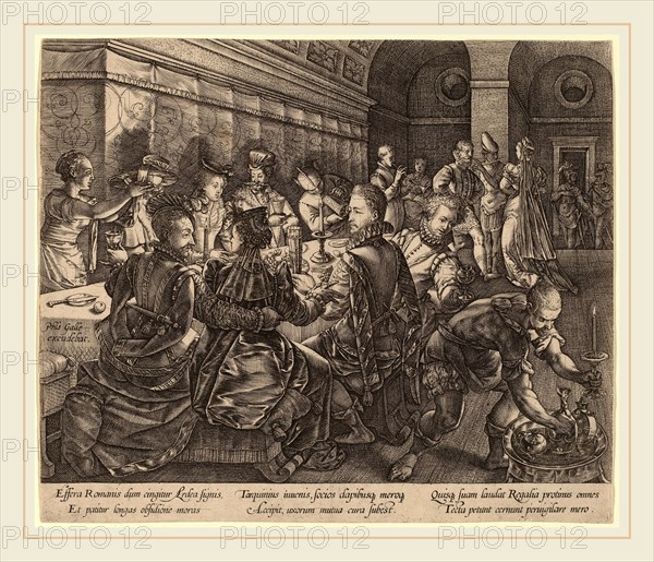 Hendrik Goltzius (Dutch, 1558-1617), Banquet at the House of Tarquinius, c. 1578, engraving