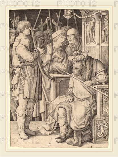 Lucas van Leyden (Netherlandish, 1489-1494-1533), David Playing the Harp before Saul, c. 1508, engraving