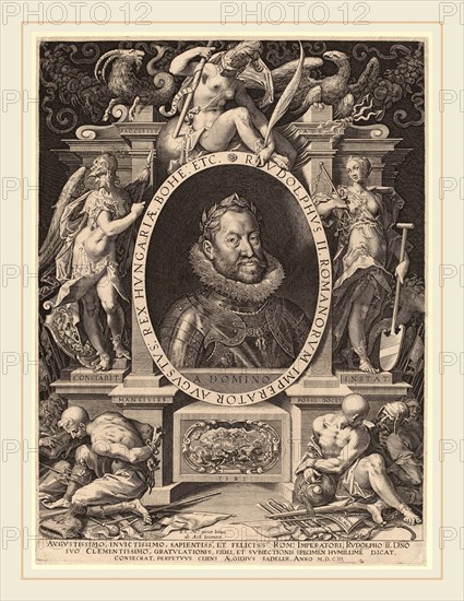Aegidius Sadeler II after Hans von Aachen (Flemish, c. 1570-1629), Rudolph II, 1603, engraving on laid paper