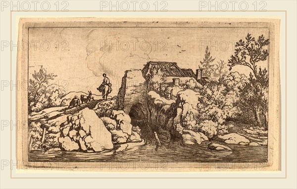 Allart van Everdingen (Dutch, 1621-1675), Horseman on a Stone Bridge, probably c. 1645-1656, etching