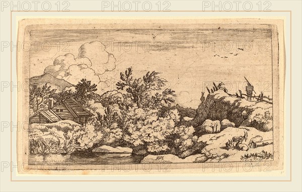 Allart van Everdingen (Dutch, 1621-1675), Goat Herd on a Hill, probably c. 1645-1656, etching
