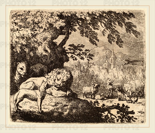 Allart van Everdingen (Dutch, 1621-1675), Reynard in Council with the Lion and Lioness, probably c. 1645-1656, etching
