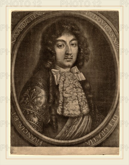 Possibly Carel Allard (Netherlandish, 1648-1709), Louis XIV, mezzotint on laid paper