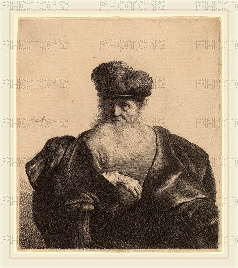 Rembrandt van Rijn (Dutch, 1606-1669), Old Man with Beard, Fur Cap, and Velvet Cloak, c. 1632, etching