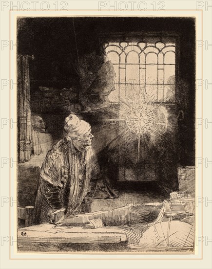 Rembrandt van Rijn (Dutch, 1606-1669), Faust, c. 1652, etching, drypoint and burin on a heavy white paper