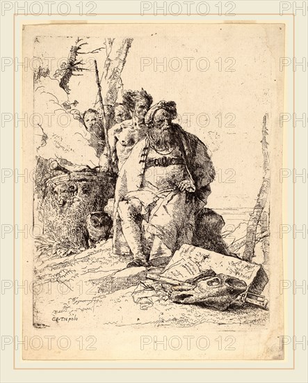 Giovanni Battista Tiepolo (Italian, 1696-1770), Seated Magician with Other Figures beside an Altar, etching
