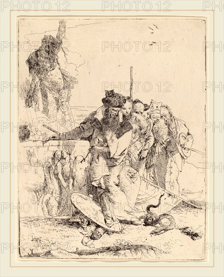 Giovanni Battista Tiepolo (Italian, 1696-1770), Magician and Others Regarding a Serpent, etching