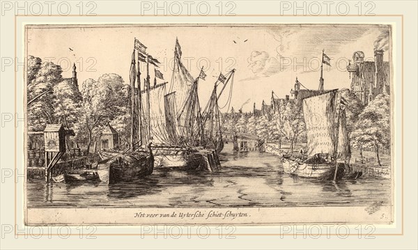 Reinier Zeeman (Dutch, 1624-1664), The Ferry to Utrecht (Het veer van der Uytersche schiet-schuyten), etching