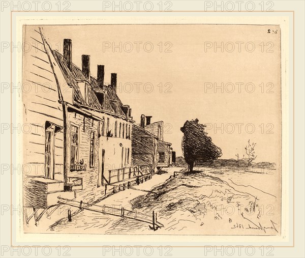 Johan Barthold Jongkind (Dutch, 1819-1891), The Houses on the Canal Bank (Les Maisons au bord du canal), 1862, etching