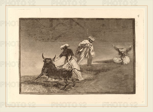 Francisco de Goya, Capean otro encerrado  (They Play Another with the Cape in an Enclosure), Spanish, 1746-1828, in or before 1816, etching, burnished aquatint, drypoint and burin [first edition impression]